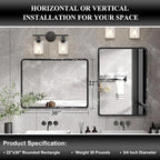 ANDY STAR Hand-Forged Black Bathroom Mirrors for Wall, 22x30 Inch Vintage Solid Steel Metal Frame Bathroom Vanity Mirror, Antique Rounded Rectangle Wall Mirror, Hangs Horizontally or Vertically