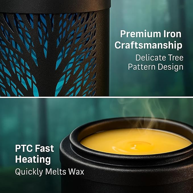 MeplLivs Wax Melt Warmer 2-in-1 Candle Wax Warmer with Timer-PTC Heating Plate with 7 Colors LED Changing Light Reusable Silicone Fragrance Warmer for Home Office Gifts & Decor