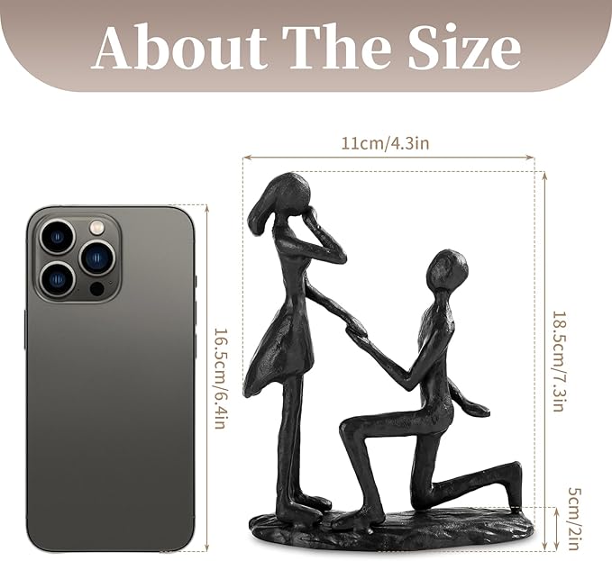 Sziqiqi Anniversary Wedding Gifts for Couple: 6th Anniversary Iron Gift for Her Him Husband Wife - 1 Year Wedding Gifts for Engagement Christmas Valentines Birthday - Couple Sculptures for Home Decor