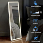 DUMOS LED Full Length Mirror, 20"x63" Full Body Floor Standing Mirror with 3 Color Lights & Wall Mounted for Bedroom, Dressing Room, Living Room, Bathroom