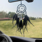 Mini Dream Catcher for Car Rear View Mirror Accessories,Handmade Small Dream Catchers Boho Car Charm Interior Decor（Black）