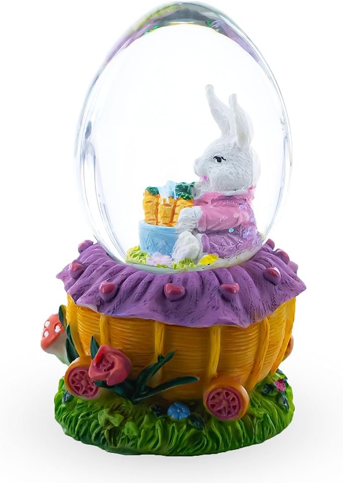 Bunny and Carrots Basket Water Globe