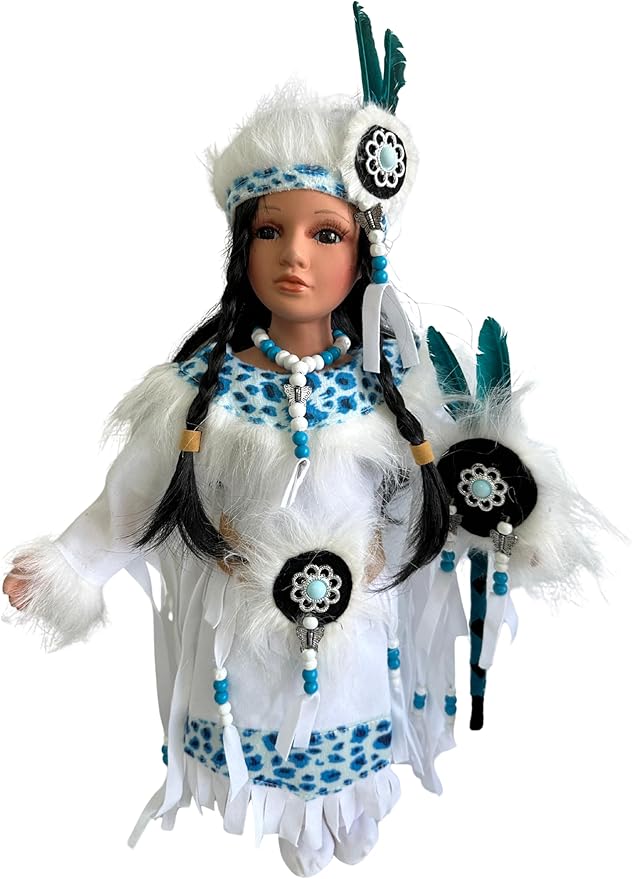 KINNEX COLLECTIONS SINCE 1997 16" Collectible Native American Indian Porcelain Doll (D16779)