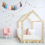 Syhood 3 Pcs Boho Tassel Garland Wall Hanging Decor 1 Boho Tassel Garland with Wood Beads and 2 Western Colorful Pom Pom Ball for Classroom Party Wedding Baby Shower Home Decorations(Simple Colors)