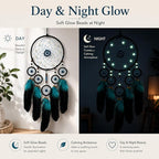 Dream Catcher for Boys Blue Glow in the Dark Dreamcatcher Wall Decor Handmade Feather Hanging Craft Gift
