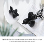 Notakia Cute Ceramics Black Balloon Dog Statue Crafts Living Room Desktop Decorations,Handmade Modern Small Ceramic Animal Statue Ornament Home Decor Accents