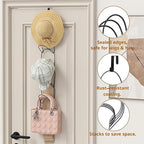 LINFIDITE 10 Pack Hat Rack Hanger Holder Organizer Closet Hanging Baseball Cap Display Storage Rack for Scarves Handbags Towels Clothes Ties Over Door Wall Mounted w Hanging Hook Black