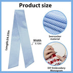 Baby Shower Wreath Sash for Front Door, Blue Seersucker Sash Holiday Stripes Wreath Accessories for Home Wedding Birthday Decorations