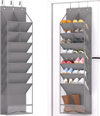 VERONLY Door Shoe Organizer, Over The Door Hanging Shoe Rack with Large Pockets, Space Saving Shoe Storage for Closet, Entryway, Bedroom, Shoe Holder for Men Women Kids (Grey)