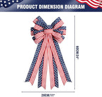 2PCS Large 4th of July Patriotic Bows for Wreath with Red White & Blue Stripe Stars Design for Front Door, Outdoor & Indoor Independence Day Decor
