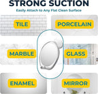 HONEYBULL Fogless Shower Mirror with Suction Mount & Swivel – Anti-Fog Acrylic Bathroom Mirror for Shaving – Built-in Razor Holder, Easy Install, Home Shower Accessory (Chrome)