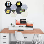 8Pcs Hexagon Felt Cork Board Tiles, Self Adhesive DIY Bulletin Board Pin Board for Office School Home Wall Decor Stickers Memos Photos Display (Gradual Grey)