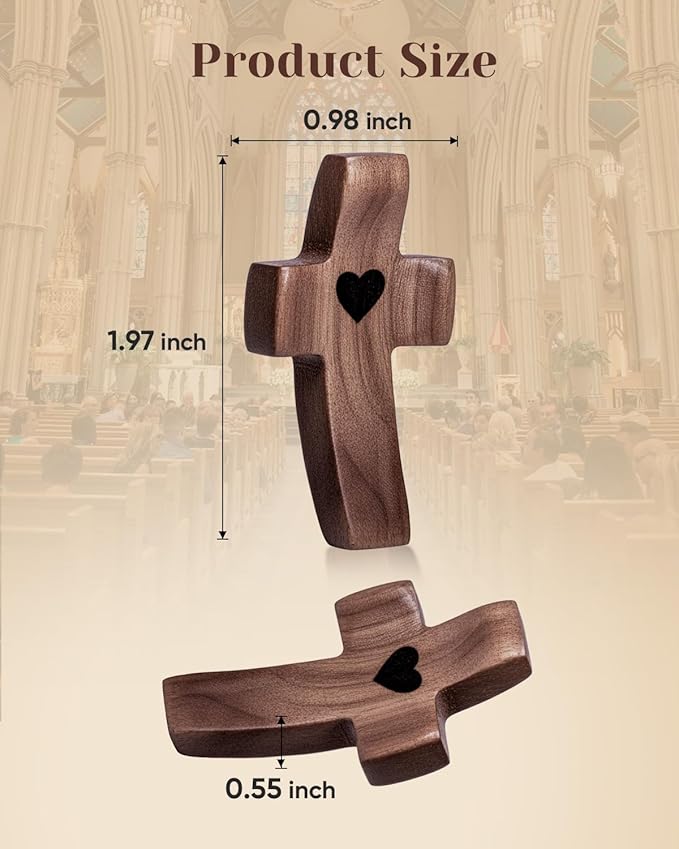 200-Pack Wooden Cross Fidget, Handmade Pocket Wood Crosses, Cross My Heart | Encouragement Gift, Relieve Anxiety for Yourself, Inspirational Easter Gift for Christian Faith, Prayer, Easter Day Gifts
