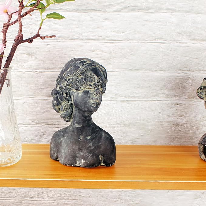 Beautiful Women Faces Resin Sculptures,Resin Art Statues Ornaments, Collectible Figurines for Home Living Room Office Shelf Decoration, Housewarming Great Gifts Ideas, Women with Wreaths