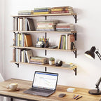 YGEOMER Floating Shelves for Wall, 35in Light Carbonized Brown Wall Shelves for Living Room, Bathroom, Bedroom, Kitchen, Home Decor (Set of 4)