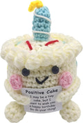 5 inch Positive Gift Cake Handmade Knitted Wool Doll with Positive Card Inspiring Gifts for Cheer Up Emotional Support Encouragement Friends