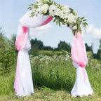 Wedding Arch Flowers, 25.6 Inch Artificial Rose Flower Swag, Decorative Rose Floral Swag for Lintel, Green Leaves Flower Garland for Home Garden Wedding Door Decor (White)