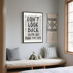 Framed Retro Newspaper Wall Art Trendy Black and White Poster Dont Look Back Inspirational Quote Posters Positive Motivational Affirmation Canvas Print Preppy Aesthetic Office Bedroom Decor 8x12inch