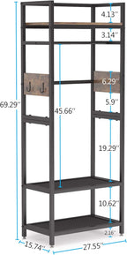 Tribesigns Small Heavy Duty Clothes Rack Set of 10 with Shelf and Hanging Rod, Freestanding Closet Organizer, Industrial Hall Tree Garments Rack for Small Space,Bedroom,27'' W X 69'' H, 10 pcs
