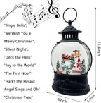 AOMIL Christmas Snow Globe Lantern with Music & Timer - USB/Battery Operated LED Glittering Globe, Snow Globe Decor for Home Holiday (Reindeer)