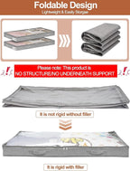 3 Inch Low Profile Under Bed Storage Bins with NO STURCTURE Design, Shallow Clothes Storage Bags with Clear Lids & Waterproof Fabric - Fits Under Sofa, Couch, Dorm, or College Beds，40x20x3inch，Grey