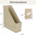 BLU MONACO | Set of 6 Foldable Taupe Magazine File Holders with Label Holders | Vertical File Organizer & File Storage Boxes for Desk, Shelves & Home Office