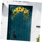 Garneck Artificial Sunflower Floral Swag Wedding Door Wreath Wall Hanging Garden Decor Home Decorative Accessory