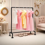 Kids Pipes Dress up Clothing Rack, Kids Clothes Rack, Child Garment Rack, Hanging Clothes Rod Storage Shelf Organizers Shelves Shelving, Black Metal