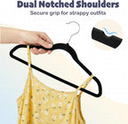 HOUSE DAY 14 Inch Kids Velvet Hangers 100 Pack, Durable Big Kid Hangers for Youth, Teen, Non Slip Kids Felt Hanger, Cute Childrens Hanger for Closet, Black
