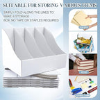 3 Pack Cardboard Magazine File Holders 12 Grids Vertical Book Bins 10.6'' x 10.2'' x 14'' Magazine Document Storage Box for Desk Shelves Home Office Classroom Library Use (White)