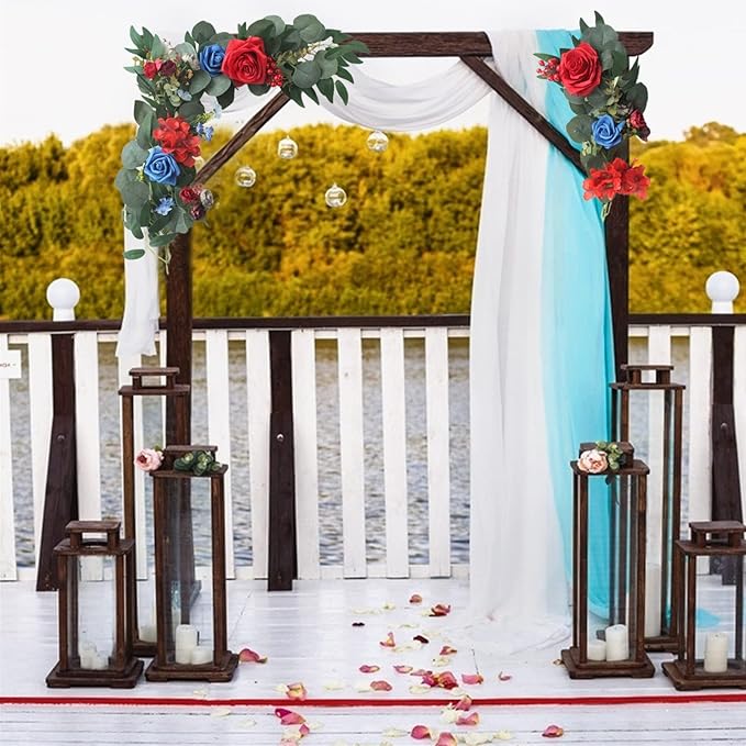 2Pcs Artificial Peony Flower Swag 16in Decorative Swag with Eucalyptus Leaves, Decorative Floral Swag, Artificial Rose Swag, Silk Floral Swag Wedding Arch Flowers for Ceremony Home Wall Door(Pink)