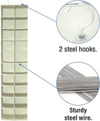 coastal rose Hanging Shoe Organizer for Closet, 20 Sections Hanging Closet Organizers and Storage Shelves, Space Saving Shoe Storage Rack Holder, Beige, 12''W×12''Dx 50''H