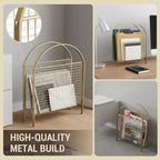 MyGift Magazine Rack, Floor Freestanding Magazine Holder for Bathroom Bedroom Office, Books Newspapers File Mail Organizer, Mid Century Modern Decor Wire Storage for Tablets and Documents