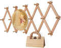 Wall Rack with 16 Hooks, Wooden Wall Expandable Coat Rack for Coat, Hats, Baseball Caps, Coffee Mug, Jewelry(Natural)