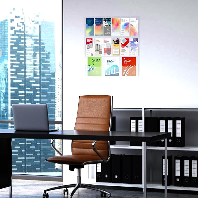 Acrylic Brochure Holder Wall Mount, Magazine and Pamphlet Display, Clear Literature Organizer Rack for 12 Pamphlets and 3 Magazines, Flyer Pamphlet Holder with Business Card Holders and Index Tabs