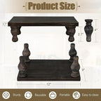 MAONAME Decorative Wooden Display Riser, Farmhouse Wood Pedestal Stand for Display, Rustic Washed Black Tray Riser for Kitchen, Home Table Decor, Short and Tall Footed