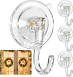 HEYHOUSE Wreath Hangers for Front Door, Clear Suction-Cup-Hooks Wreath-Door-Hanger on Glass Window,Easter Valentine’s Decorations Indoor Outdoor Over The Doors Hooks,Removable and Reusable, 4 Pack