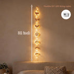 opulinea 32 Inch Hammered Rose Gold Moon Phase Metal Wall Decor with LED String Lights, Celestial Hanging Wall Sculpture, Boho Lunar Wall Art for Bedroom, Living Room, Bathroom, Apartment