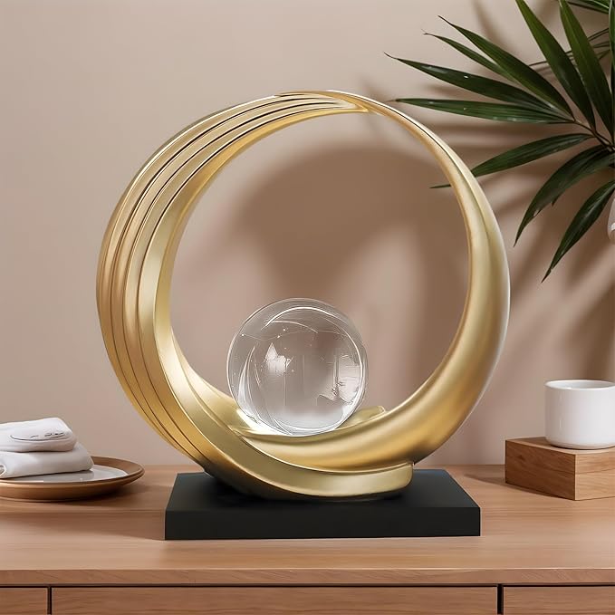 Dosker Golden Shelf Decor Statues,Coffee Table Modern Abstract Stripe Home Decor Sculpture,Desk Decor for Living Room,Office(Golden)