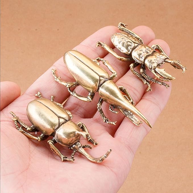 3PCS/Set Brass Insect Ornament Home Decor Exquisite Miniature Statues,Long Horn Bug Desk Decoration Crafts Gift Brass Tea Insects Home Living Room Ornaments