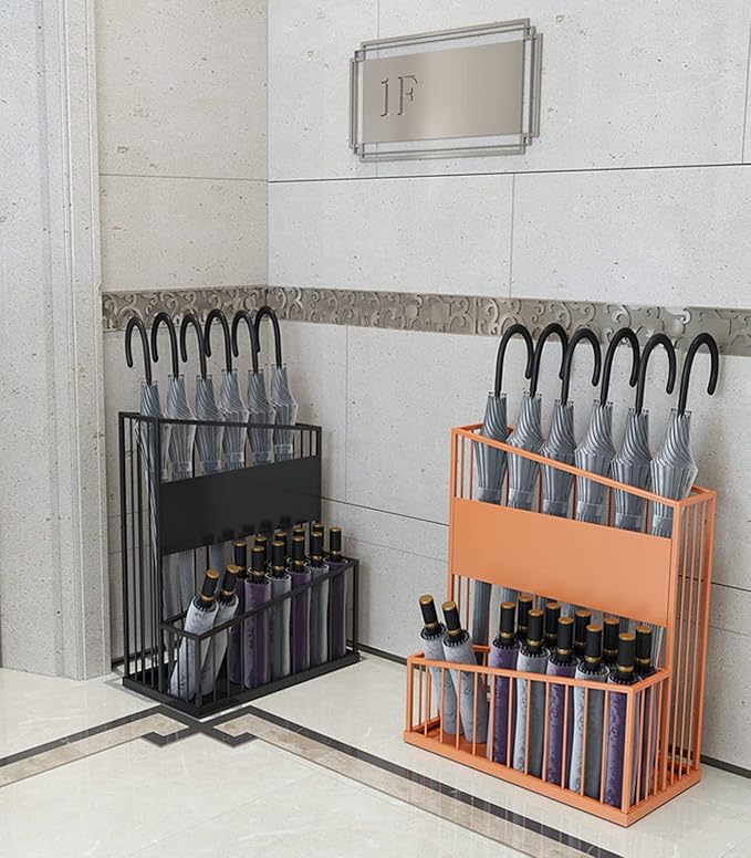 2 Tier Metal Umbrella Stand Umbrella Holder, Large-Capacity Commercial Umbrella Stand Umbrella Holder for Hotel Offices, Entrance Umbrella Organizer