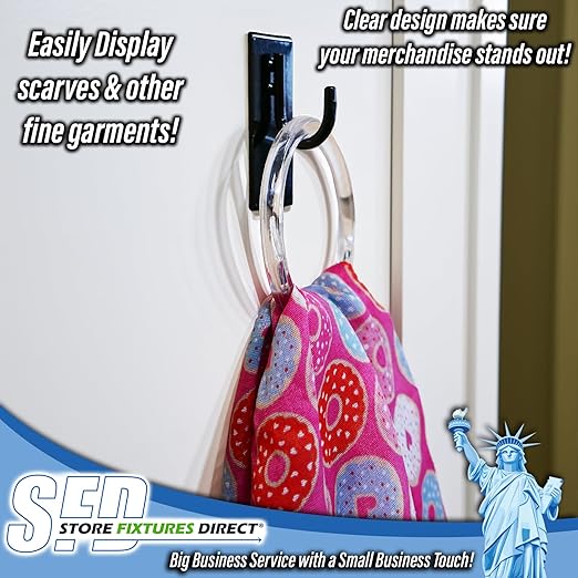 Clear Plastic Retail Scarf Rings - Round Fine Garment Hangers - 2.58" ID - 3.25" OD - 500 Pack