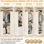 Closet Organizer System of 4 Sets with 3 Drawers, 9 Hanging Rods & 8 Shelves, 157" Walk in Closet System, Corner Closet Organizer, Modular Standalone Closet, White