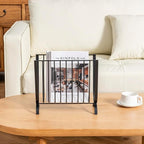 MyGift Matte Black Metal Magazine Rack, Deluxe Mid Century Wire Magazine Rack, Tabletop or Floor Standing Sling Basket for Magazines and Newspapers