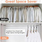 College Dorm Room Essentials, Closet Organizers and Storage, Magic Hangers Space Saving with 360° Swivl Hooks for 120 Clothes, Plastic Clothes Hanger, Organization Home Apartment Essentials, 24 Pack