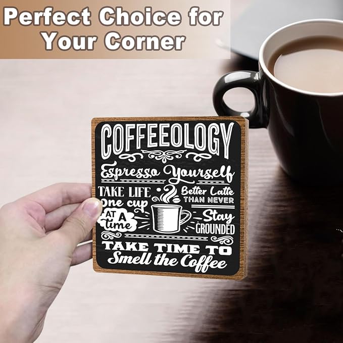 Funny Coffee Bar Accessories - Table Decorations & Desk Shelf Cubicles for Coffee Bar Decoration