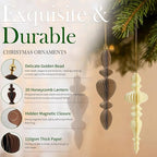 12Pcs Christmas Honeycomb Ornaments for Tree, 3D Paper Honeycomb Hanging Decorations Vintage Finial Christmas Ornaments Lanterns for Xmas Tree New Year Holiday Party Home Decor, Brown Khaki Beige