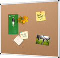 VIZ-PRO Cork Notice Board, 48 X 32 Inches, Cork Bulletin Board with Silver Aluminium Frame