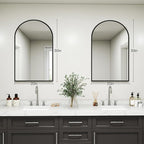 DUMOS Black Metal Arch Vanity Rounded Rectangle Bathroom Mirrors for Over Sink Wall, 21x30 Inch Large Matte Mirror, Modern Decorative for Restroom, Farmhouse