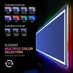 LOAAO 84X32 Inch RGB LED Bathroom Mirror with Lights, Anti-Fog, Dimmable Lighted Bathroom Vanity Mirror, Colorful Multiple Light Modes, RGB Backlit + Front Light, Memory Function, Tempered Glass